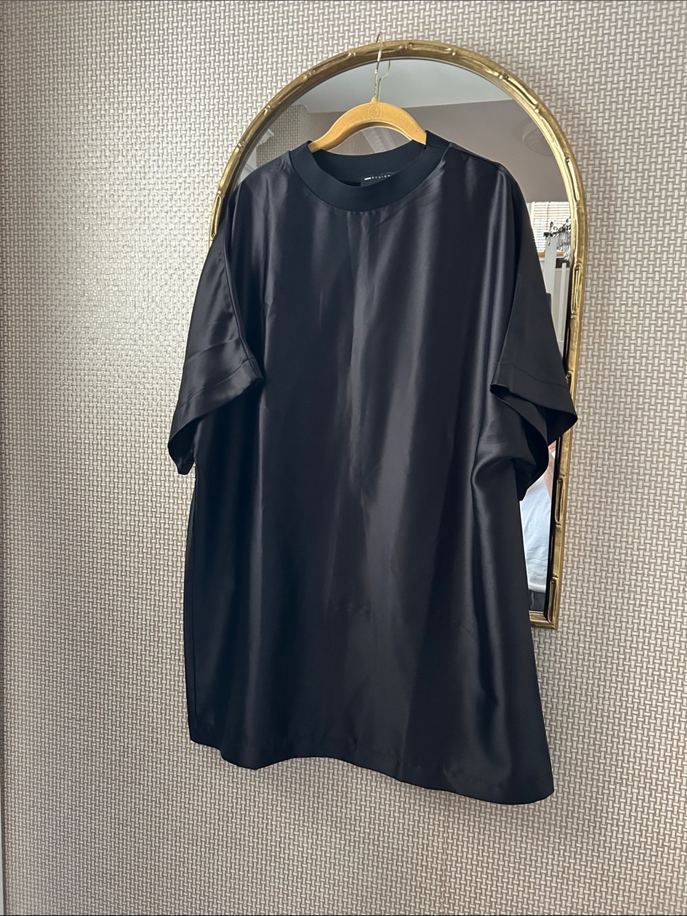 ASOS Black Satin-Look Short Sleeve Mini Dress